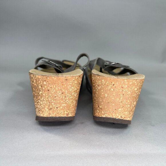 Bio Gold Sandals Women's 8 Gray Wedge Cork Leather Bohemian Comfort Strappy - Picture 5 of 8